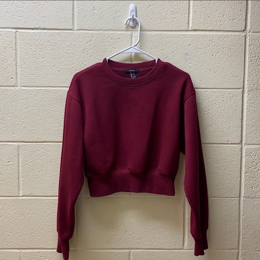 Forever 21 Wine Red Crew Neck Pull Over